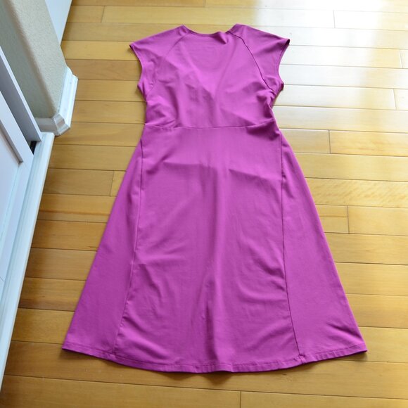 Patagonia Bandha Dress V-Neck Twist Front Short Sleeve Stretch Jersey Fuschia M - Picture 7 of 9